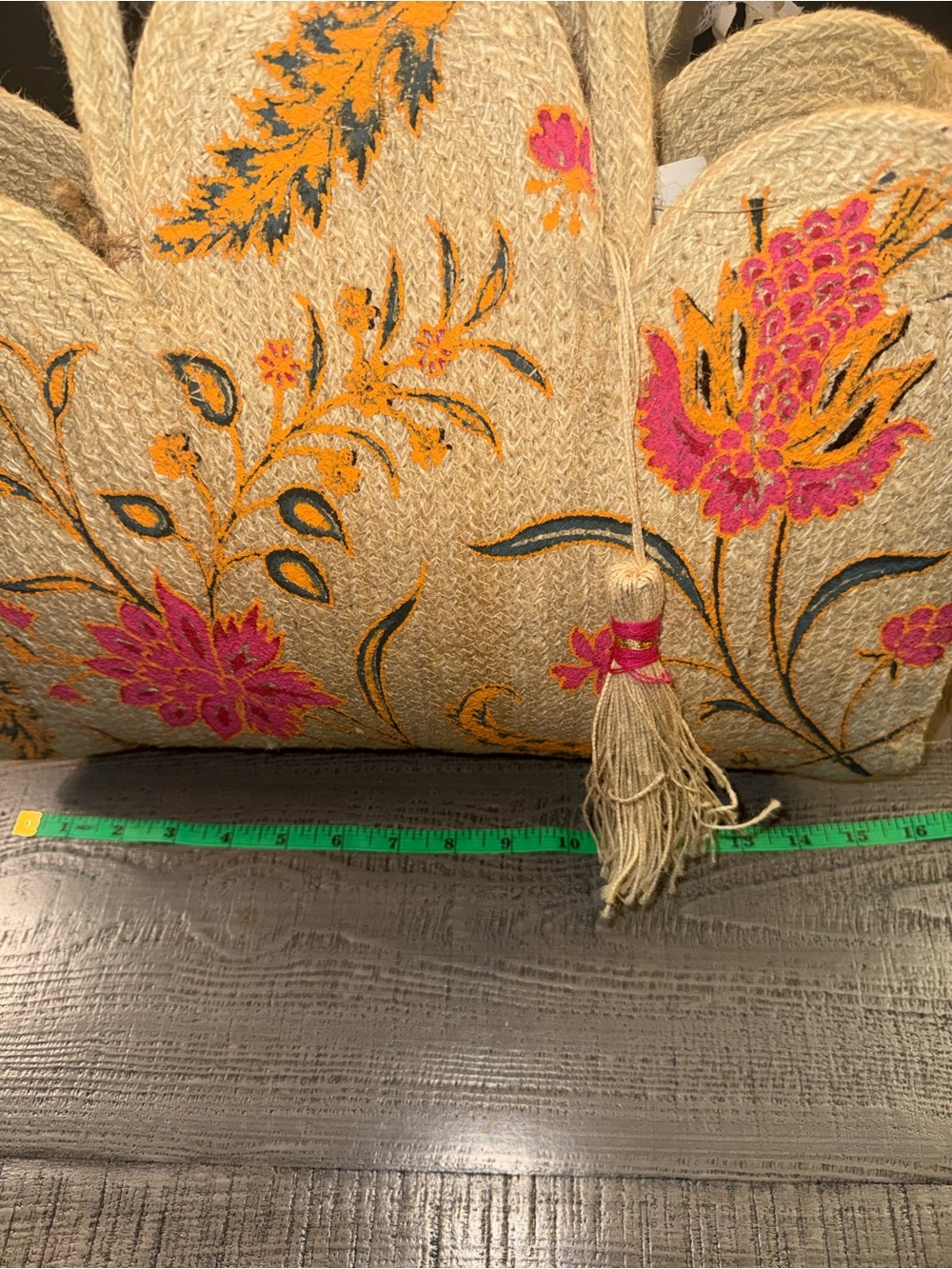 NWT Antik Kraft Embroidered Floral Straw Tote Bag in Natural w/Pink & Orange - Picture 2 of 6